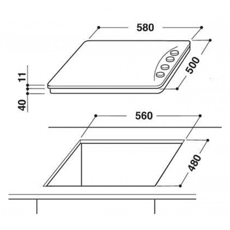 Indesit IFV220BL four encastrable électrique + plaque à gaz