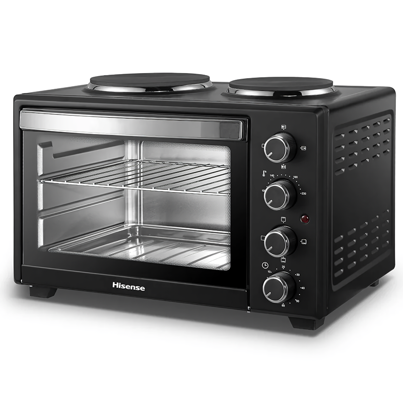 Hisense H28TOBKL16 four et plaque chauffante électrique, 28 l, noir, 2600 W, minuterie