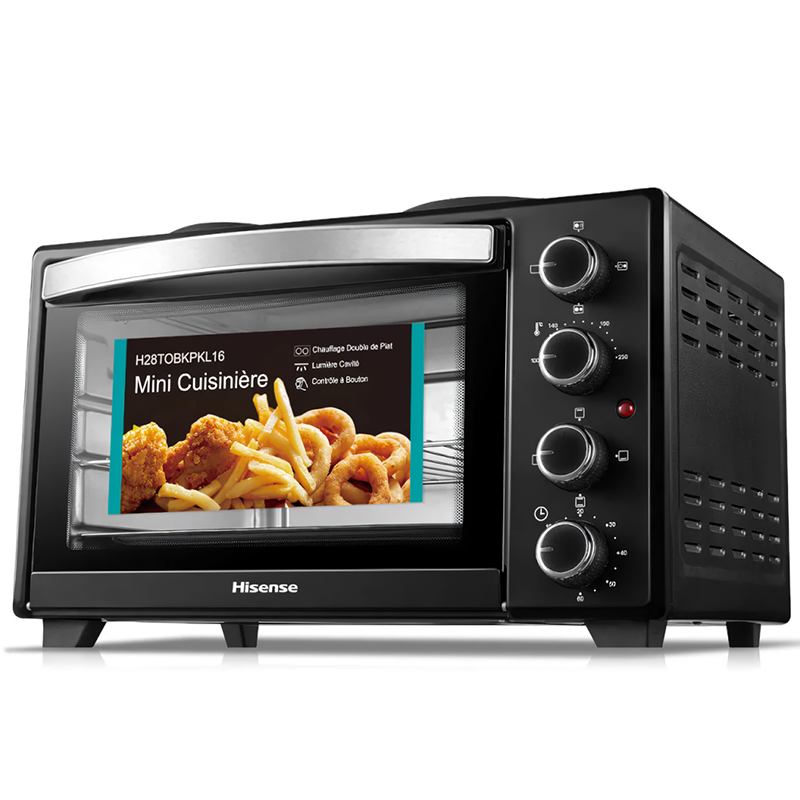 Hisense H28TOBKL16 four et plaque chauffante électrique, 28 l, noir, 2600 W, minuterie