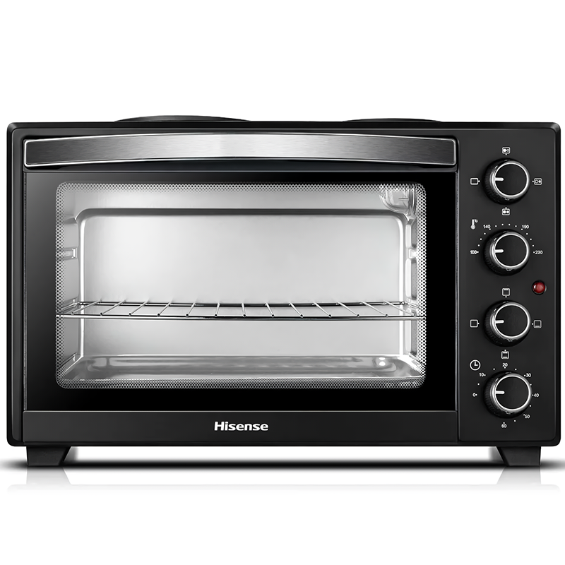 Hisense H28TOBKL16 four et plaque chauffante électrique, 28 l, noir, 2600 W, minuterie