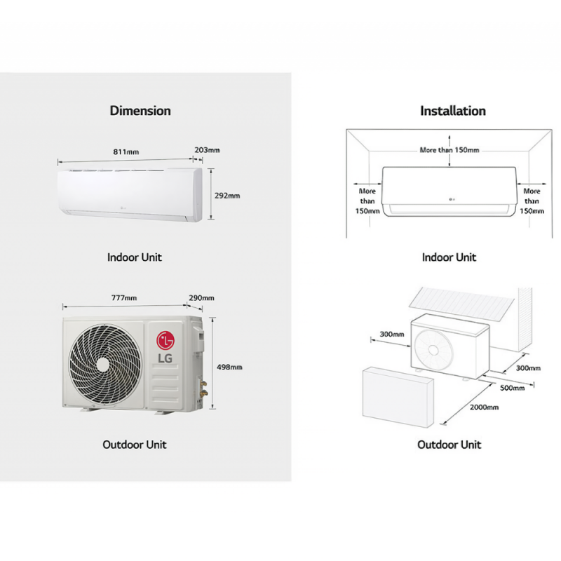 LG Climatiseur split Jetcool | Refroidissement par jet | Double détection | Aileron doré | Smart Diagnosis™