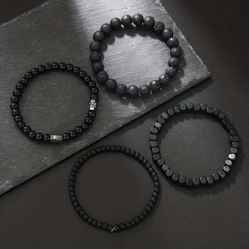 Bracelet en perle de nacre noire,  4 pièces - Helloprice