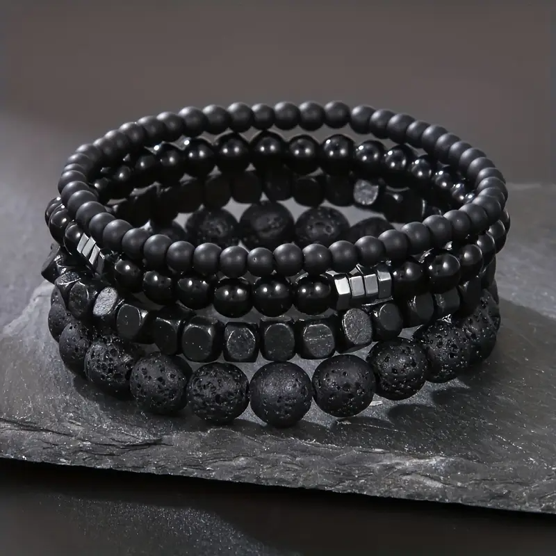 Bracelet en perle de nacre noire,  4 pièces - Helloprice