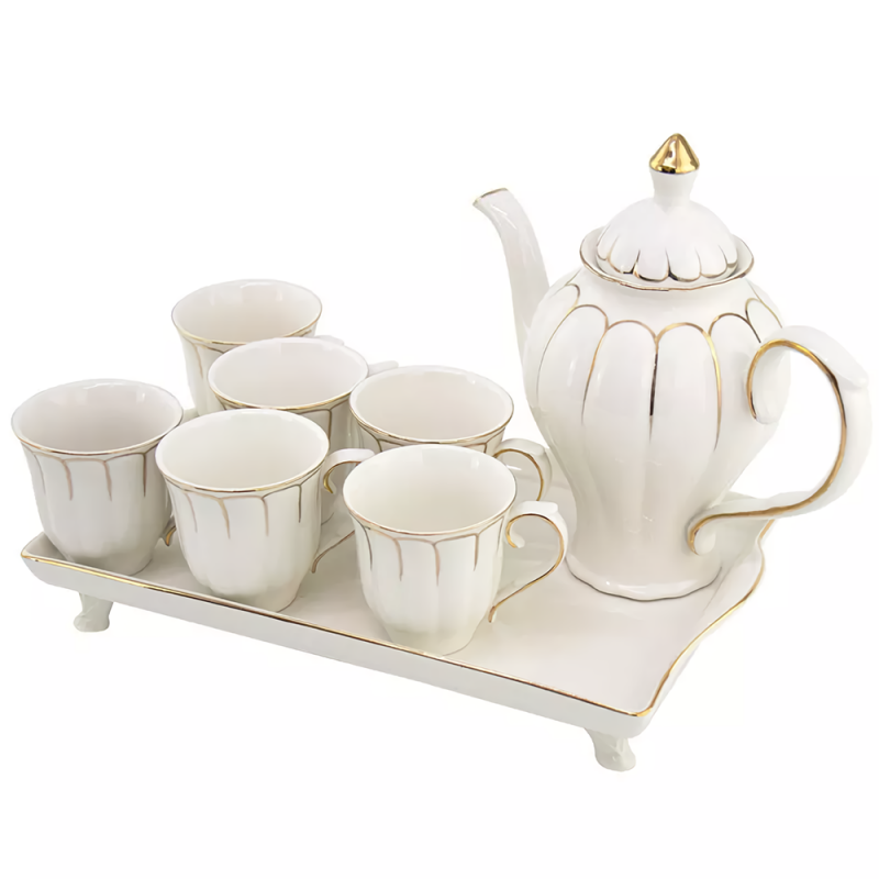 Tasse à café en porcelaine, Ensemble de tasses à café en céramique avec bord doré