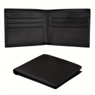 Portefeuille homme, Style épuré en cuir de vachette, Noir uni