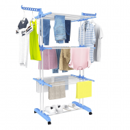 Séchoir à linge tour 4 niveaux ailes pliables, Acier inoxydable