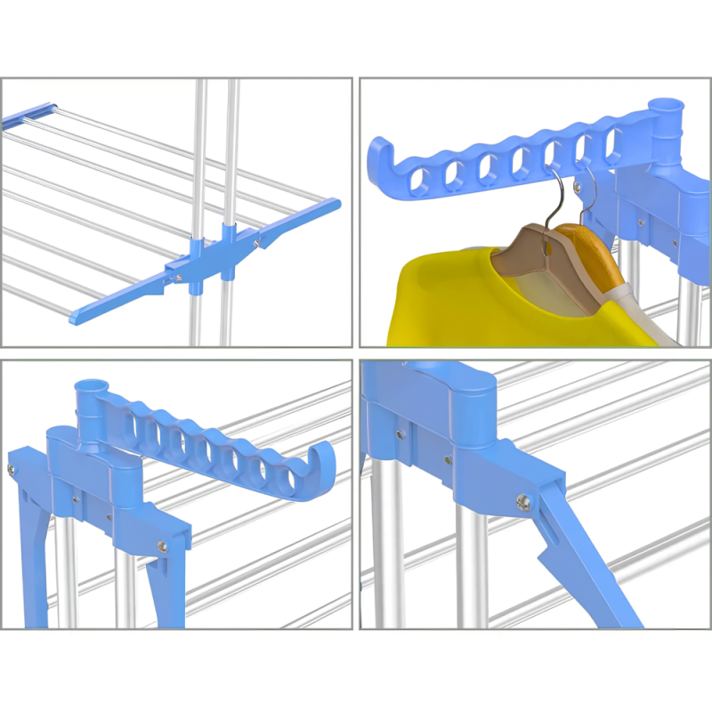 Séchoir à linge tour, 4 niveaux,  Ailes pliables, Acier inoxydable