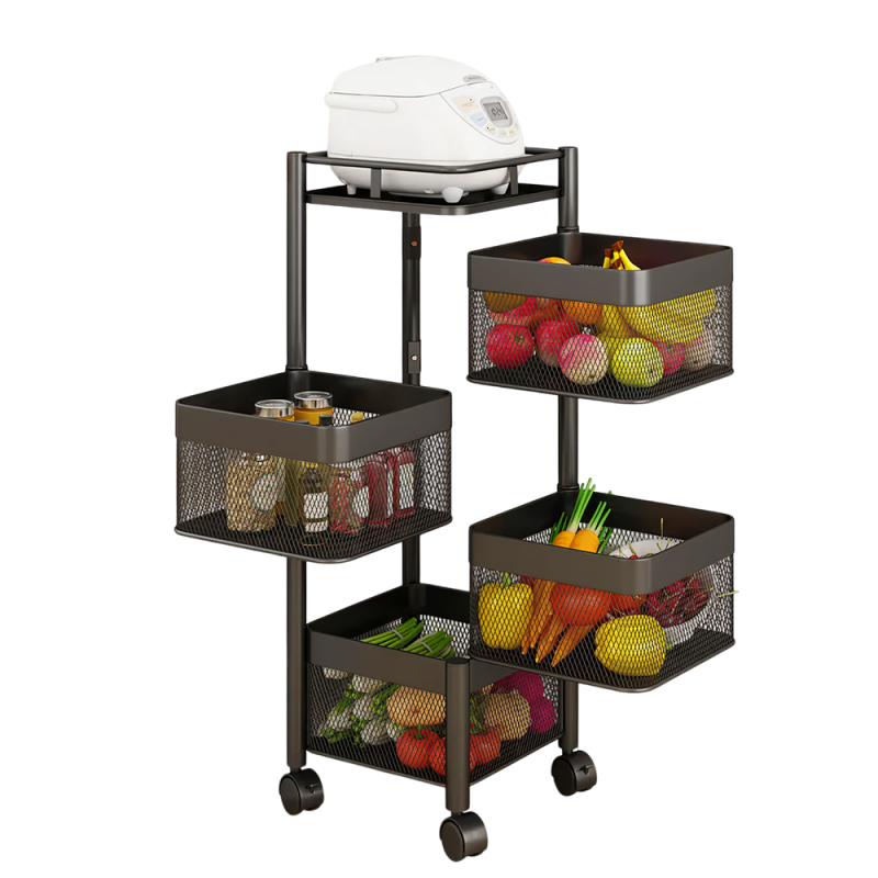 Chariot de rangement avec roulettes – 4 niveaux – Compact et Pratique