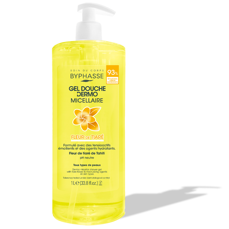 Byphasse gel douche dermo micellaire, Fleur de tiaré, 1L