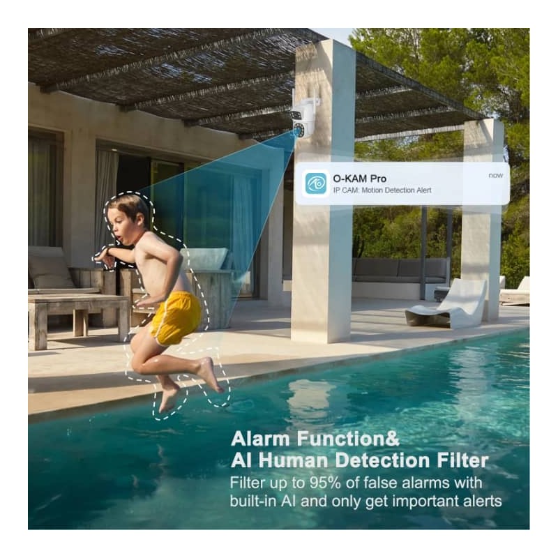 Caméra de sécurité extérieure 2K à double objectif, Connectivité Wi-Fi 2.4G