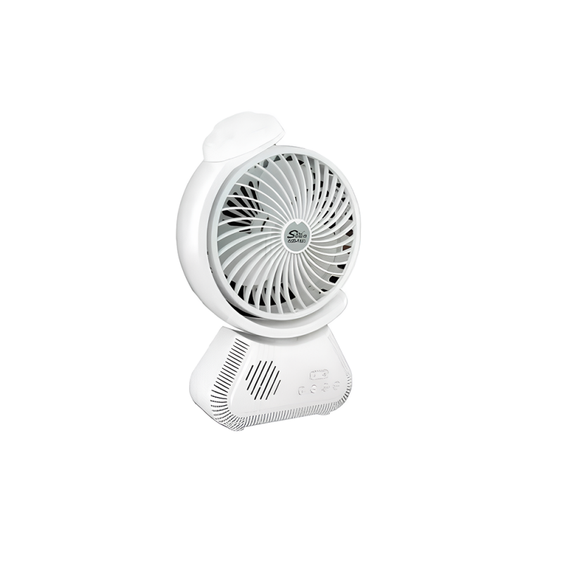 Ventilateur Solaire Multifonction avec Bluetooth, Radio & Éclairage LED