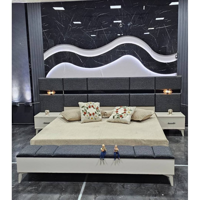 Didim chambre à coucher | 6 battant | 4pièces, Blanc gris