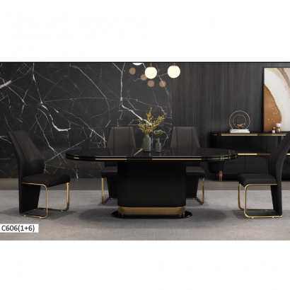 Table à manger – Ensemble 6 personnes – Style contemporain