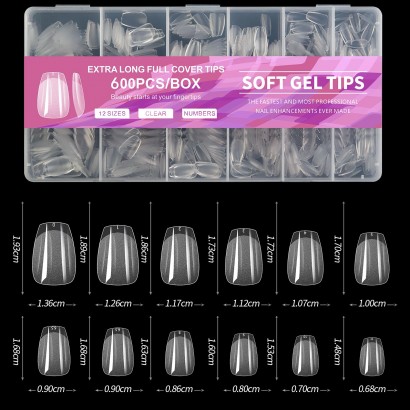 Faux Ongles Soft Gel – 600 Pièces de Capsules – Multi-Formes et Tailles
