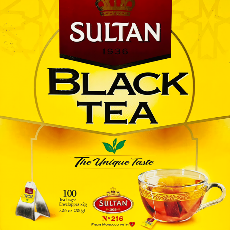 Sultan Thé Noir – 100 Sachets de 2 g dans un Carton, Pour Infusions Pratiques