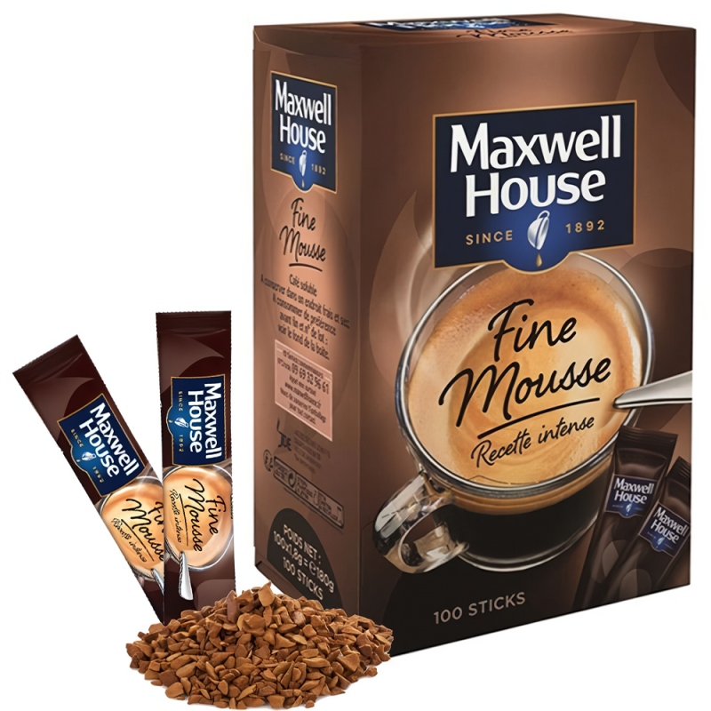 Maxwell house café soluble, fine mousse | Boîte de 100 sticks