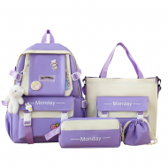 Sac à dos ensemble 4 pièces – confort et style, école ou loisir