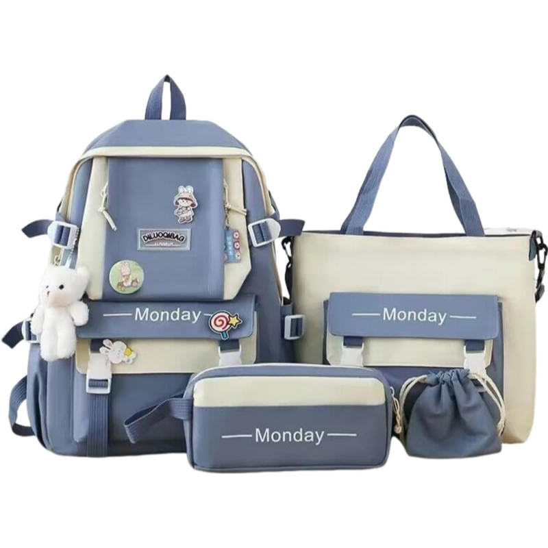 Sac à dos ensemble 4 pièces – confort et style, école ou loisir