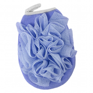 Éponge de bain double face exfoliante — sable fin + douceur, gant loofah, bleu