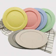Assiettes rondes en paille de blé – vaisselle écologique en plastique 6 pièces, usage quotidien