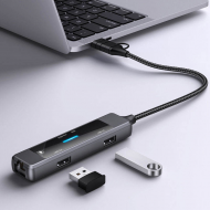Adaptateur USB-C dock d’extension multifonction  – Hub USB 3.0 + Ethernet + SD – transfert rapide et connexion réseau