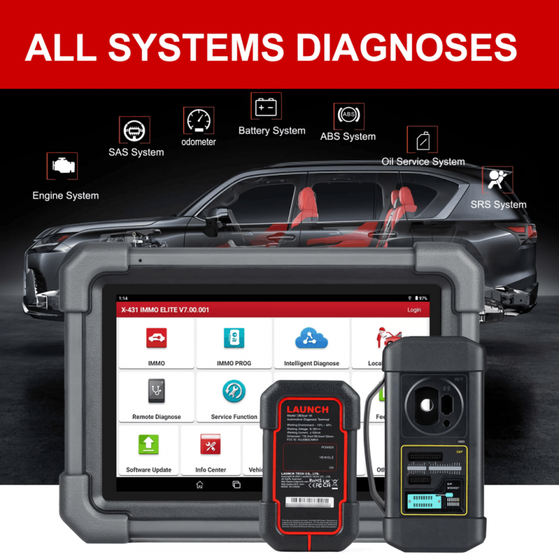 Launch X431 IMMO Elite+ X-PROG3 - Outil diagnostic automobile | programmation, antidémarrage et codage avancé
