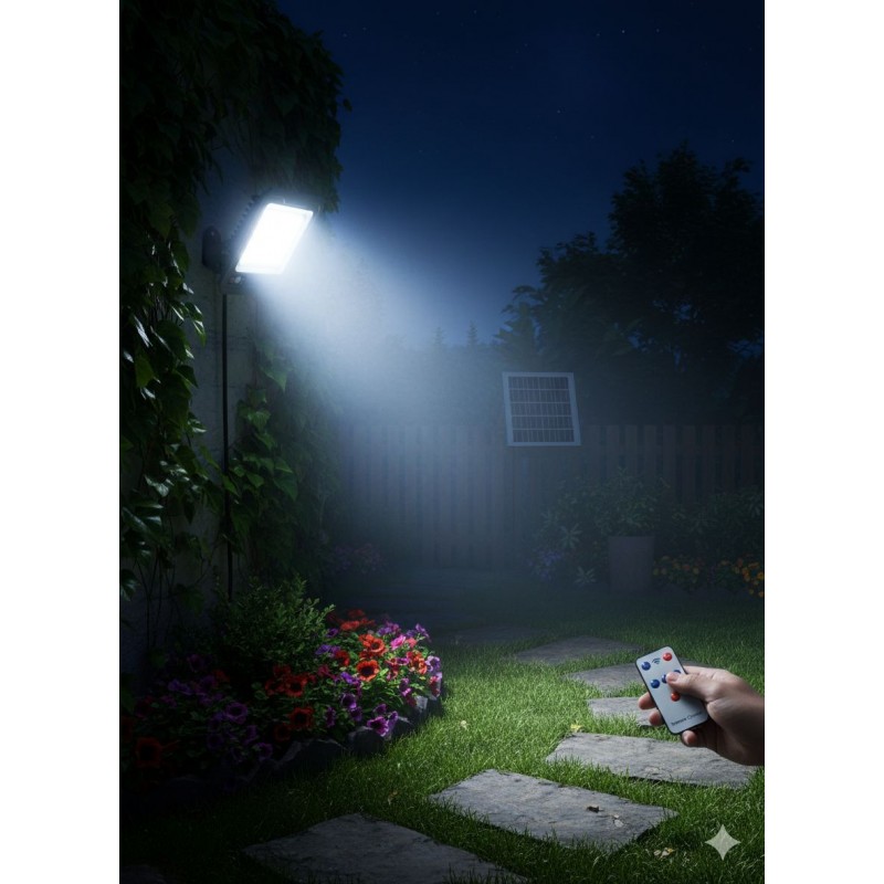 Split ZB105, projecteur LED solaire puissant et télécommande – lampe solaire extérieure 500W, éclairage sans électricité