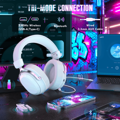 Attack Shark L30PRO casque gamer sans fil | tri-mode, son surround 7.1, design sobre et ergonomique