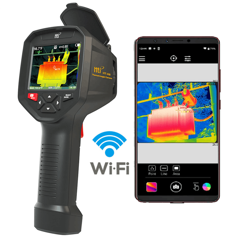 HTI HT-A10 caméra thermique portable  – thermomètre infrarouge industriel 256×192, wifi, détection de fuites