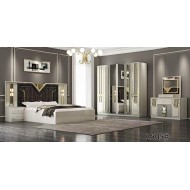 Chambre à coucher MC2505H – Armoire 6 battants | Design moderne blanc et or