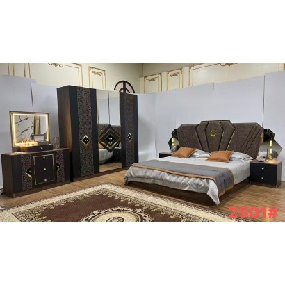 👉 Chambre à coucher MC2501H – Ensemble complet armoire 6 battants, lit, coiffeuse et chevets