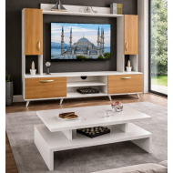 Table téléviseur + Table basse TV10MFC13 MFC37, TBB003 – Beige / blanc