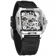 Forsining montre homme squelette bracelet silicone – automatique, mouvement mécanique, design moderne et industriel