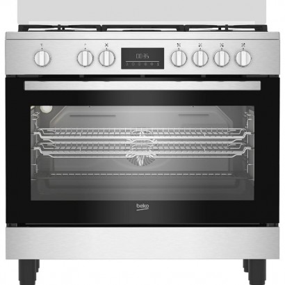 Beko BGM11226EX – Cuisinière 90x60 cm, 5 feux gaz, four électrique ventilé, inox