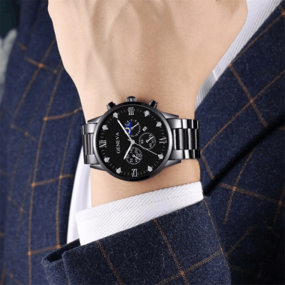 Accessoires mode homme, montre quartz geneva + bracelets | Ensemble bijoux élégant et moderne