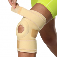 Genouillère de compression ouverte beige – stabilisateur de rotule, support de genou réglable, protection et anti-douleur