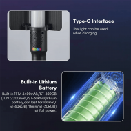 Tolifo ST‑60RGB, Bâton LED RGB 60W – 20FX, 2700 - 10000 K, contrôle app — Lumière continue portable