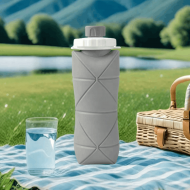 Gourde portable pliable 600ML – Bouteille d’eau silicone réutilisable design moderne, léger et durable