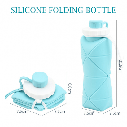 Gourde portable pliable 600ML – Bouteille d’eau silicone réutilisable design moderne, léger et durable