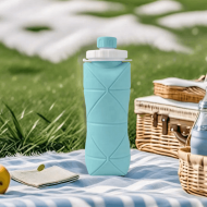 Gourde portable pliable 600ML – Bouteille d’eau silicone réutilisable design moderne, léger et durable