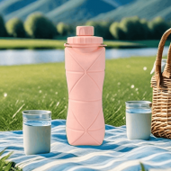 Gourde portable pliable 600ML – Bouteille d’eau silicone réutilisable design moderne, léger et durable