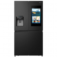Hisense RC68WC4SB réfrigérateur fontaine + écran noir Wifi side by side | Frigo américain smart 522 litres, 4 portes noir