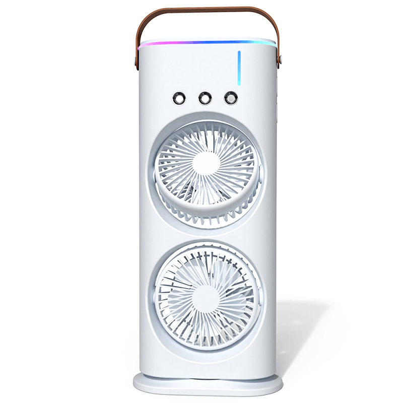 Ventilateur portable double tête avec diffuseur