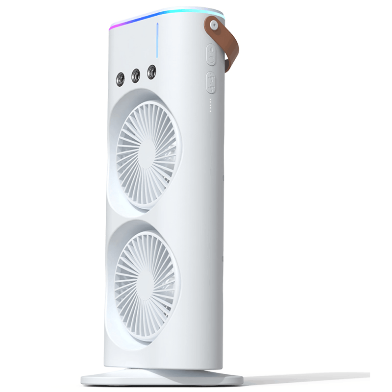 Ventilateur portable double tête avec diffuseur