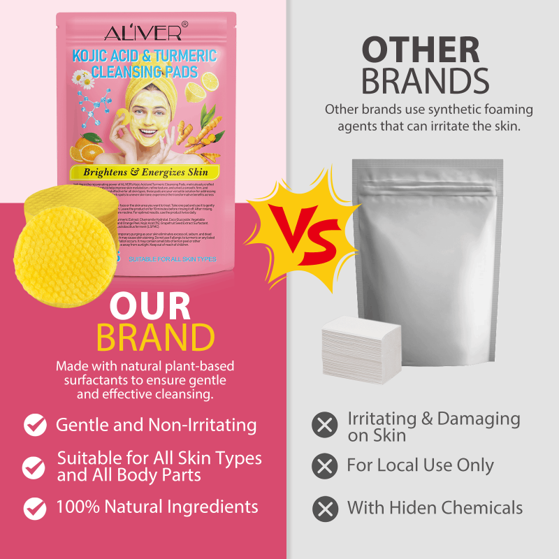 ALIVER tampons exfoliants kojique et curcuma