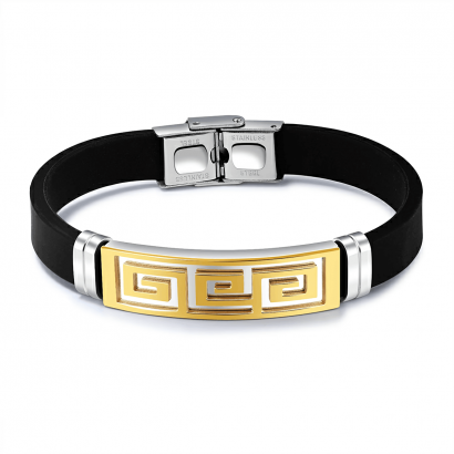 Bracelet homme silicone et acier Inoxydable – Bracelet masculin motif grande muraille en titane moderne et élégant
