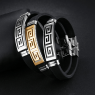 Bracelet homme silicone et acier Inoxydable – Bracelet masculin motif grande muraille en titane moderne et élégant