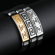 Bracelet homme silicone et acier Inoxydable – Bracelet masculin motif grande muraille en titane moderne et élégant