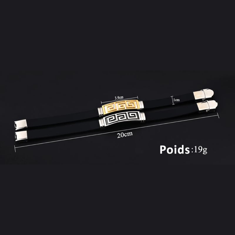 Bracelet homme silicone et acier Inoxydable – Bracelet masculin motif grande muraille en titane moderne et élégant