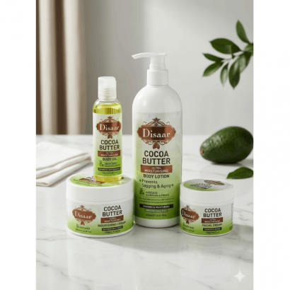 Disaar avocat et beurre de cacao gamme de soins visage et corps | Routine beauté complète, éclat, nutrition et élasticité